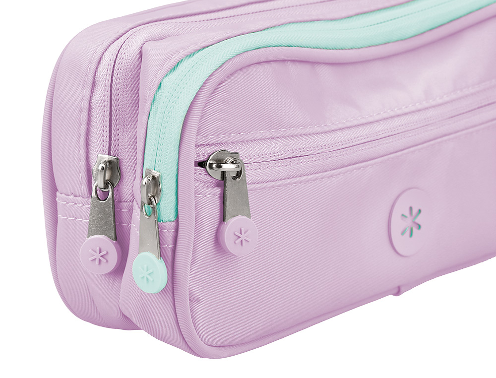 ESTUCHE PORTATODO ANTARTIK FUSION FLEX 3 CREMALLERAS MORADO COMPAÑERO MOCHILA 100X60X220 MM