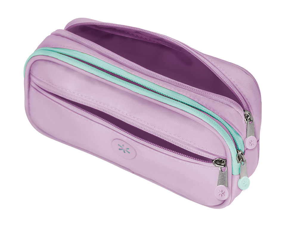 ESTUCHE PORTATODO ANTARTIK FUSION FLEX 3 CREMALLERAS MORADO COMPAÑERO MOCHILA 100X60X220 MM