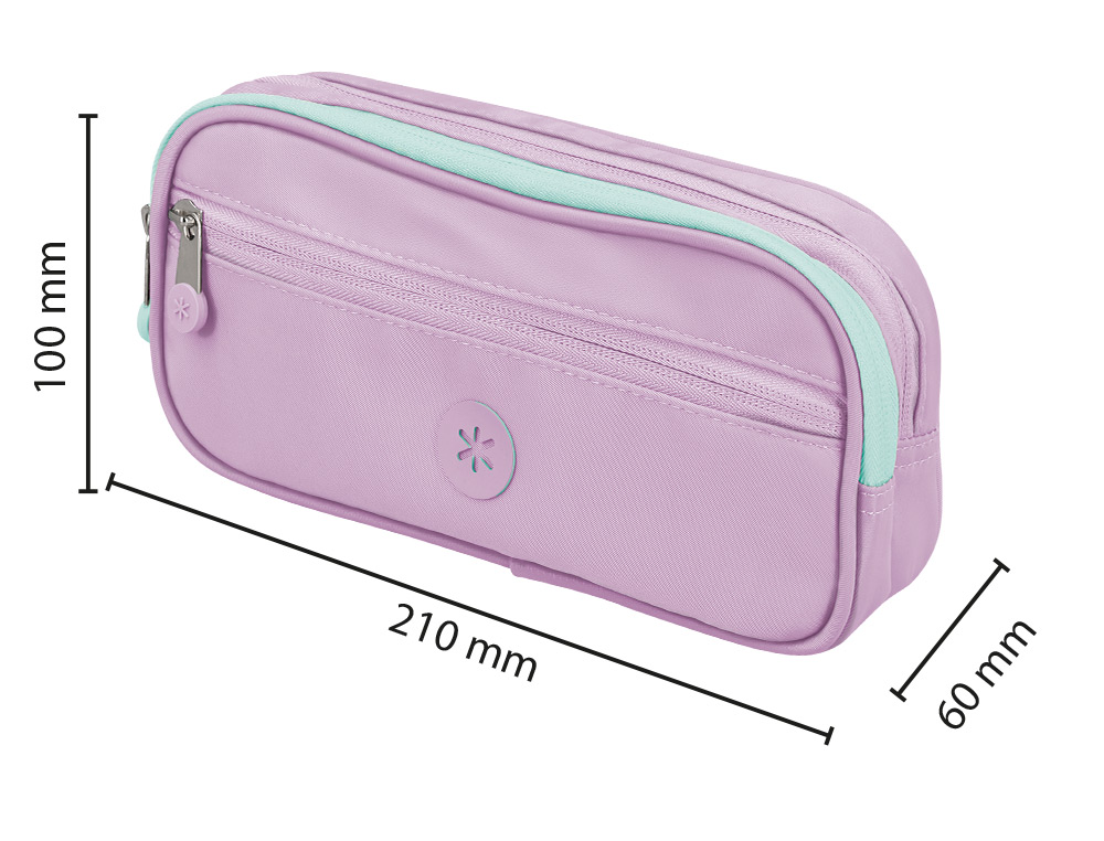 ESTUCHE PORTATODO ANTARTIK FUSION FLEX 3 CREMALLERAS MORADO COMPAÑERO MOCHILA 100X60X220 MM