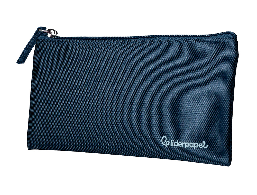 ESTUCHE PORTATODO LIDERPAPEL PLANO ANCHO UNA CREMALLERA 200X100 MM AZUL MARINO