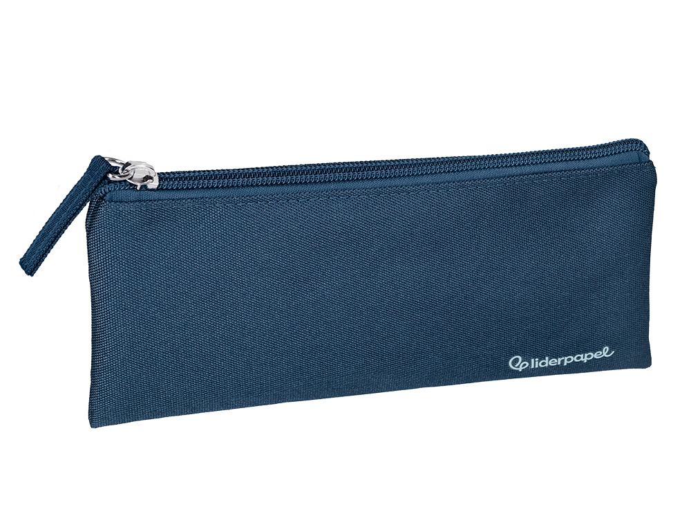 ESTUCHE PORTATODO LIDERPAPEL PLANO ANCHO UNA CREMALLERA 200X100 MM AZUL MARINO