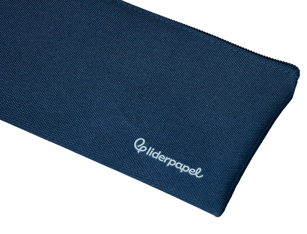 ESTUCHE PORTATODO LIDERPAPEL PLANO ANCHO UNA CREMALLERA 200X100 MM AZUL MARINO