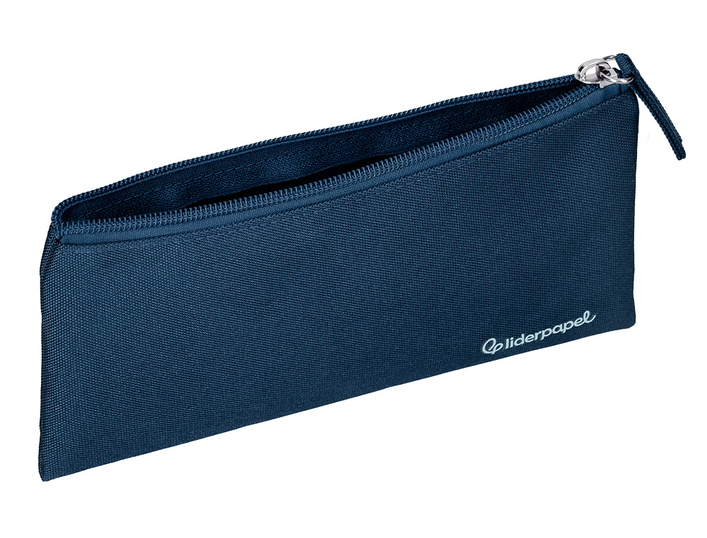 ESTUCHE PORTATODO LIDERPAPEL PLANO ANCHO UNA CREMALLERA 200X100 MM AZUL MARINO