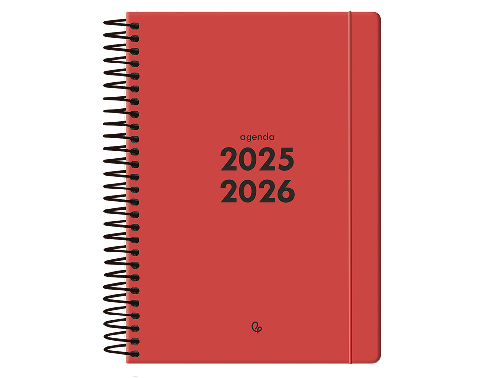 AGENDA ESCOLAR LIDERPAPEL 25-26 ESPIRAL BASIC ROJO 2 DIAS PAGINA A5 BILINGÜE PAPEL FSC 70 GR
