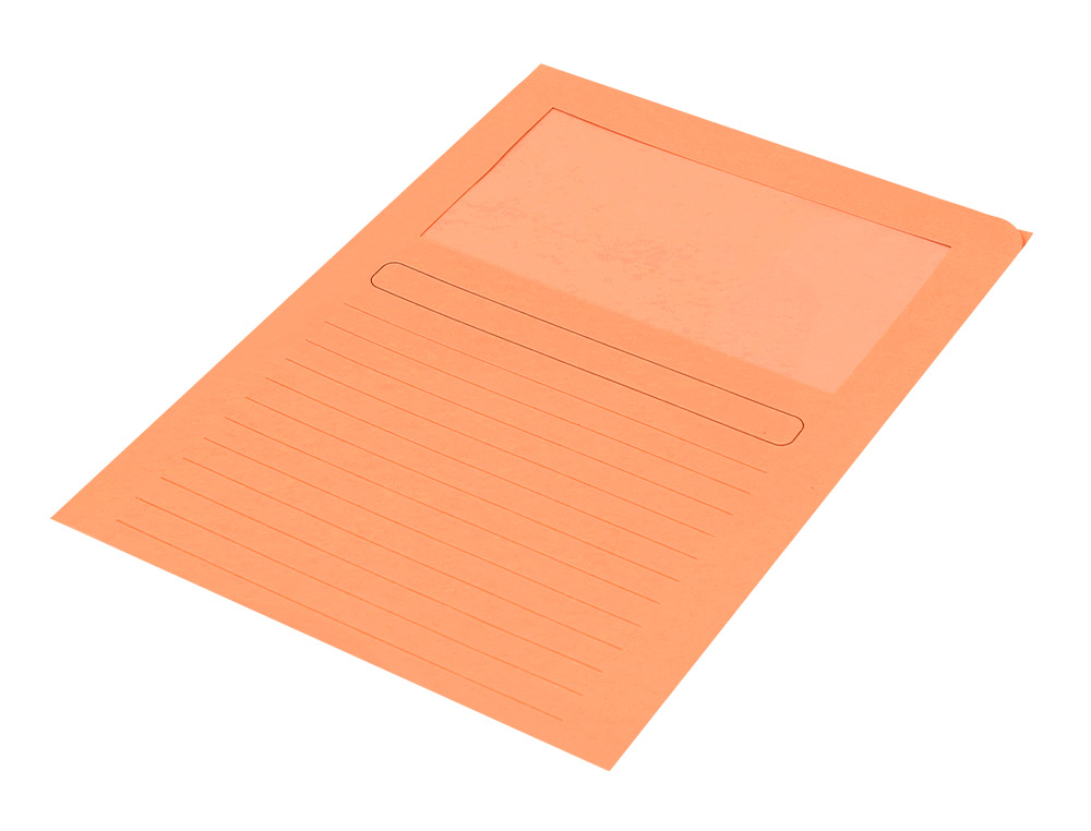 SUBCARPETA CARTULINA Q-CONNECT DIN A4 NARANJA CON VENTANA TRANSPARENTE 120 G/M2