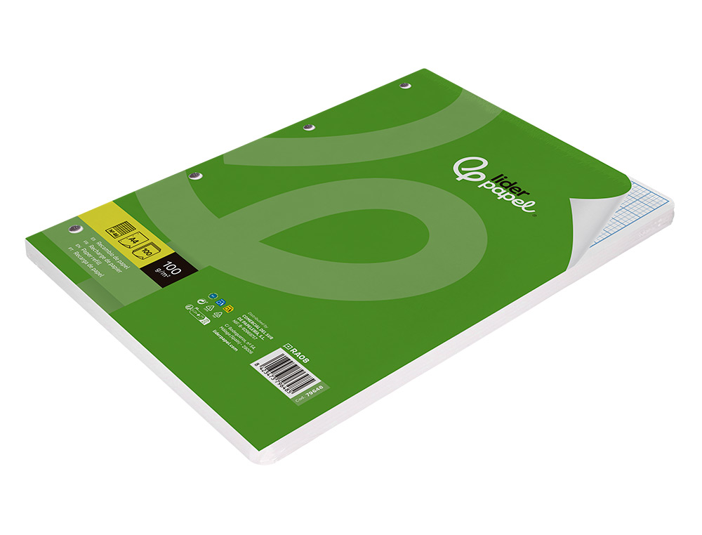 RECAMBIO LIDERPAPEL A4 100 HOJAS 100G/M2 RAYADO N 46 4 TALADROS